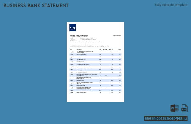 ADB-Firmenkontoauszug (Word und PDF) – 1 Beispielvorschau